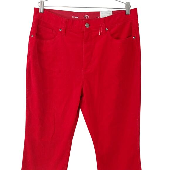 NWT@$49! ST. JOHN'S BAY! ROUGE RED FINE WALE CORDUROY FLARE PANTS, JEANS! SZ 16 - Picture 3 of 12
